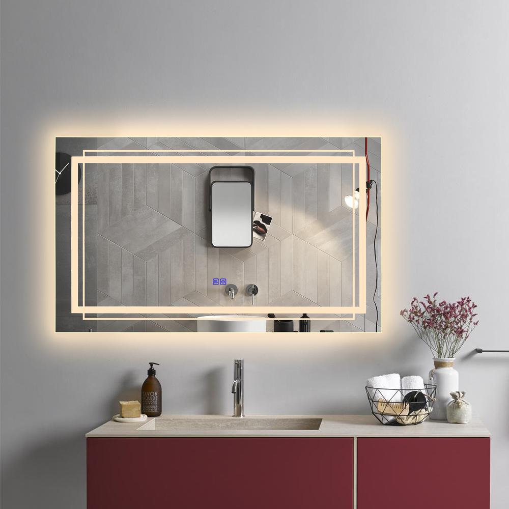CHLOE Lighting LUMINOSITY Back Lit Rectangular TouchScreen LED Mirror 3 Color Temperatures, 3000K-6000K 39" Wide