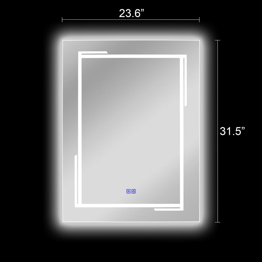 CHLOE Lighting LUMINOSITY, Back Lit Rectangular TouchScreen LED Mirror 3 Color Temperatures 3000K-6000K 32" Height
