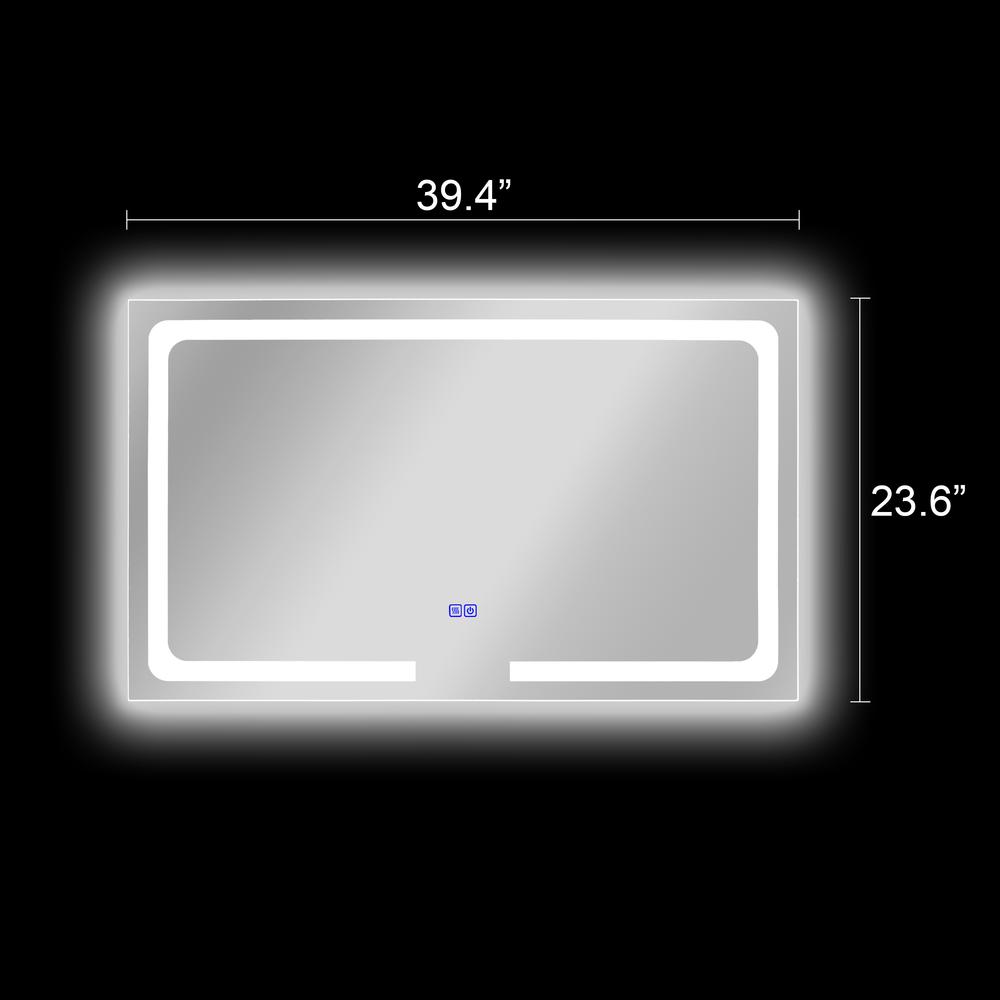 CHLOE Lighting LUMINOSITY- Back Lit Rectangular TouchScreen LED Mirror 3 Color Temperatures 3000K-6000K 39" Wide