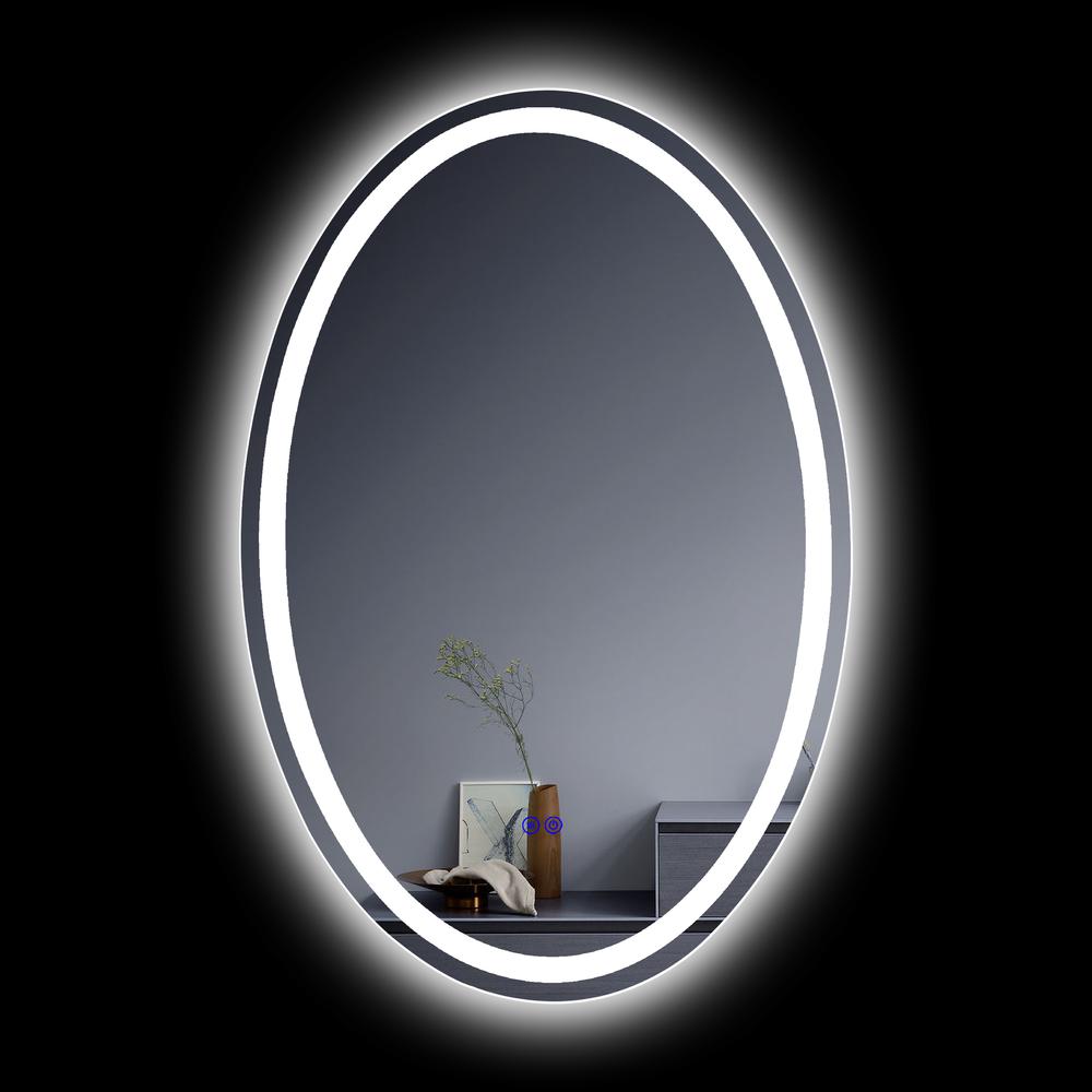CHLOE Lighting LUMINOSITY Back Lit Oval TouchScreen LED Mirror 3 Color Temperatures 3000K-6000K 36" Height