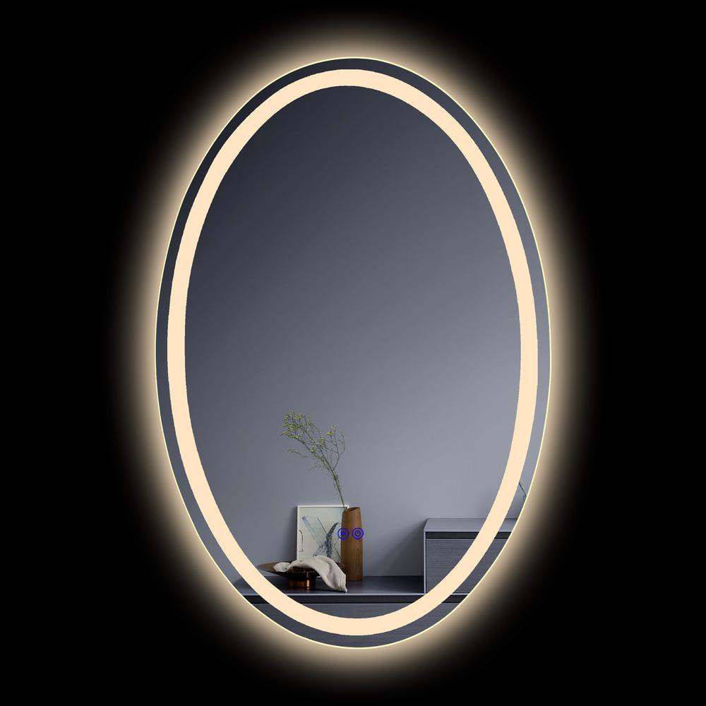 CHLOE Lighting LUMINOSITY Back Lit Oval TouchScreen LED Mirror 3 Color Temperatures 3000K-6000K 36" Height