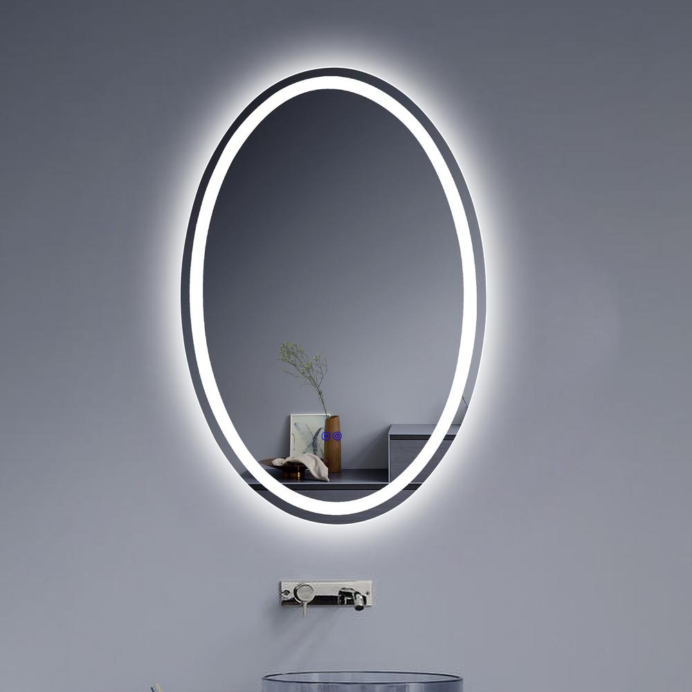 CHLOE Lighting LUMINOSITY Back Lit Oval TouchScreen LED Mirror 3 Color Temperatures 3000K-6000K 36" Height