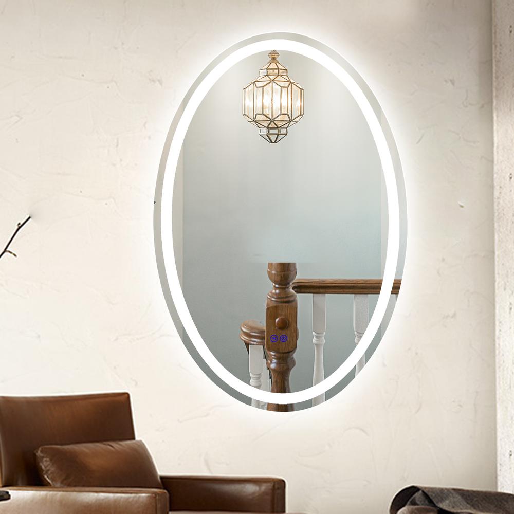 CHLOE Lighting LUMINOSITY Back Lit Oval TouchScreen LED Mirror 3 Color Temperatures 3000K-6000K 36" Height