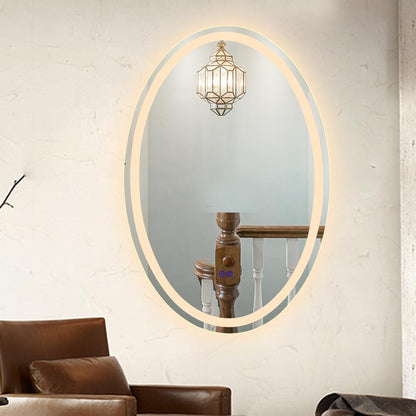CHLOE Lighting LUMINOSITY Back Lit Oval TouchScreen LED Mirror 3 Color Temperatures 3000K-6000K 36" Height