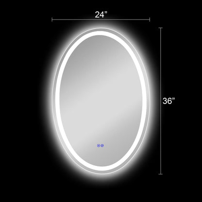 CHLOE Lighting LUMINOSITY Back Lit Oval TouchScreen LED Mirror 3 Color Temperatures 3000K-6000K 36" Height