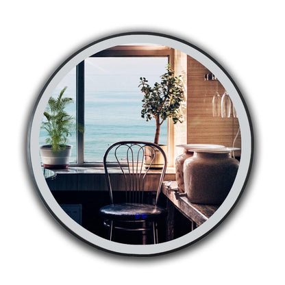 CHLOE Lighting LUMINOSITY Embedded Round TouchScreen LED Mirror 3 Color Temperatures 3000K-6000K 24" Wide