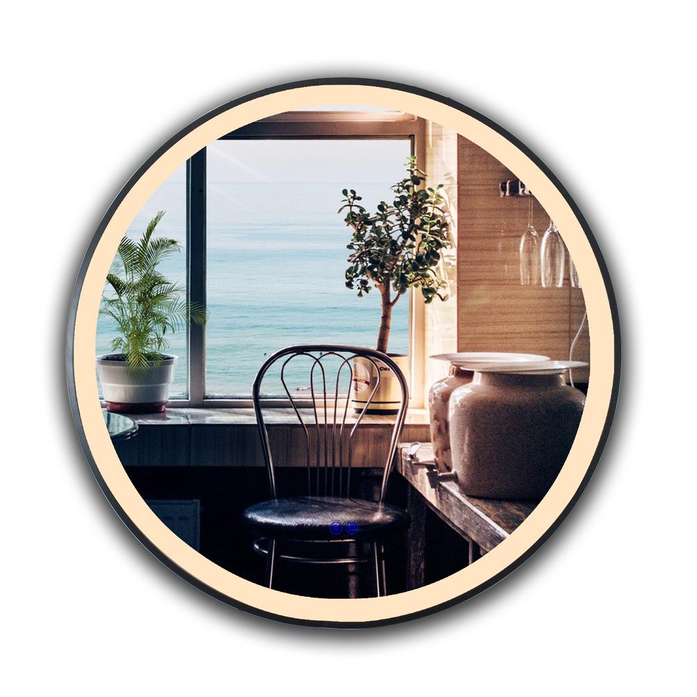CHLOE Lighting LUMINOSITY Embedded Round TouchScreen LED Mirror 3 Color Temperatures 3000K-6000K 24" Wide