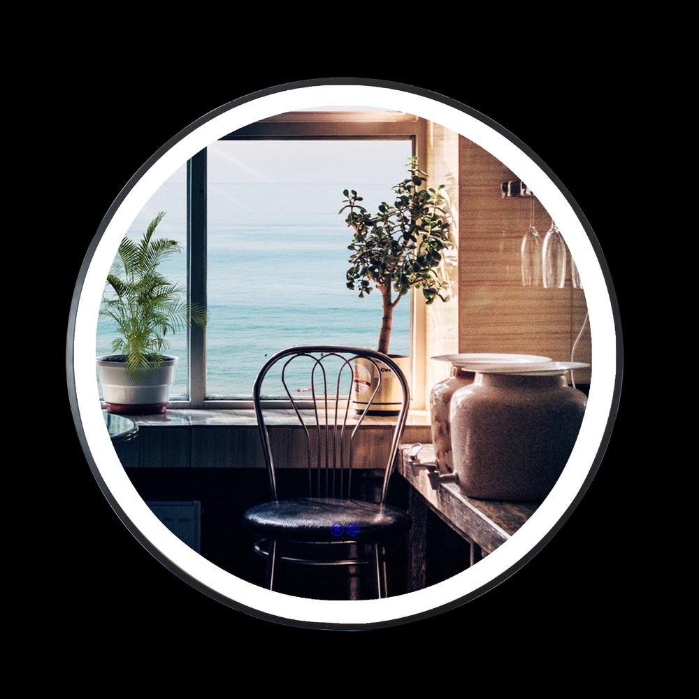 CHLOE Lighting LUMINOSITY Embedded Round TouchScreen LED Mirror 3 Color Temperatures 3000K-6000K 24" Wide