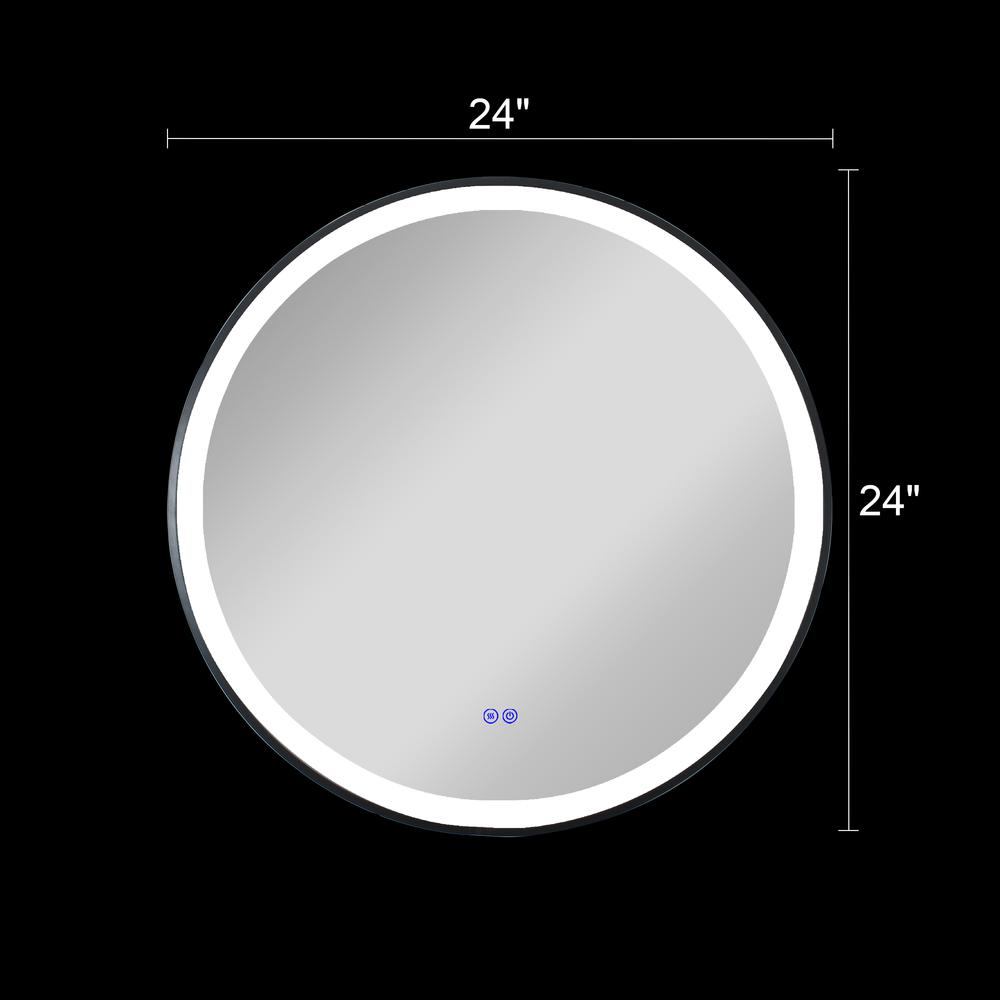 CHLOE Lighting LUMINOSITY Embedded Round TouchScreen LED Mirror 3 Color Temperatures 3000K-6000K 24" Wide