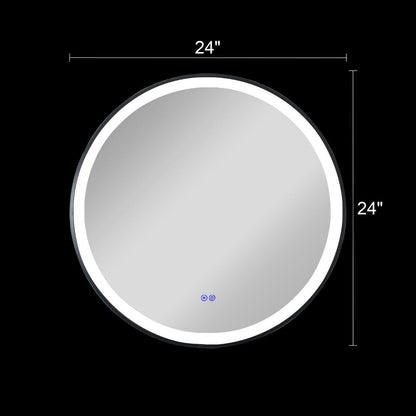 CHLOE Lighting LUMINOSITY Embedded Round TouchScreen LED Mirror 3 Color Temperatures 3000K-6000K 24" Wide