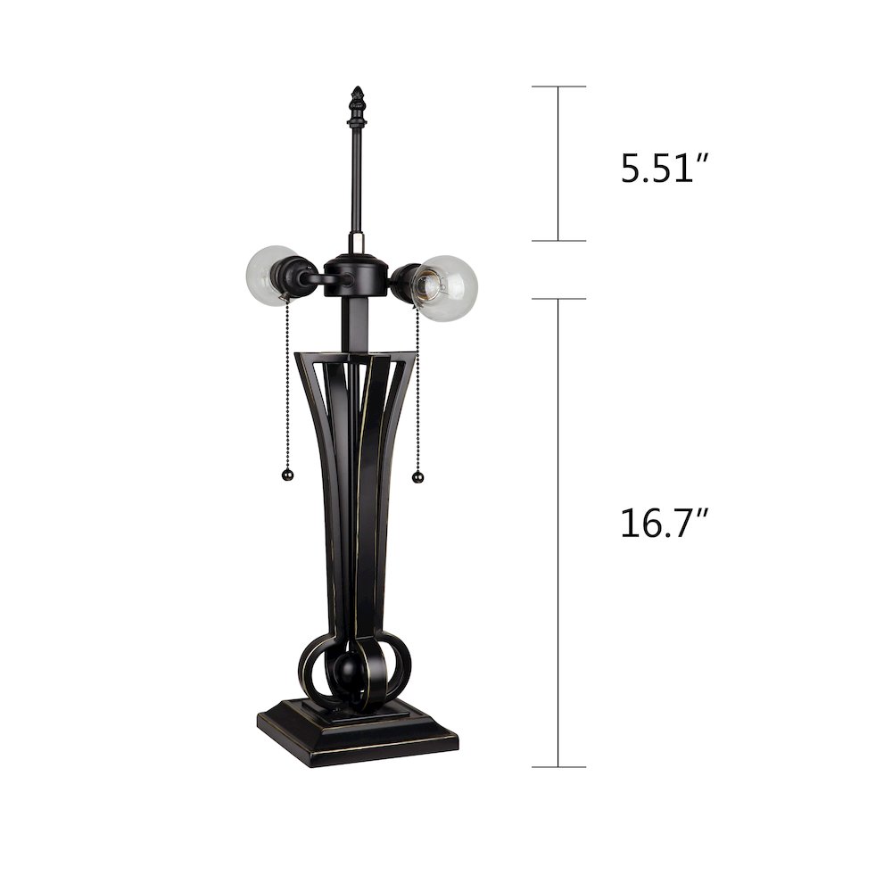 Retro-Style Stained Glass 2-Light Table Lamp 16" Shade