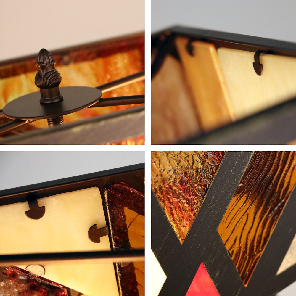 Retro-Style Stained Glass 2-Light Table Lamp 16" Shade