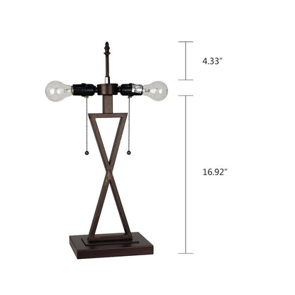 Retro-Style Stained Glass 2-Light Table Lamp 16" Shade