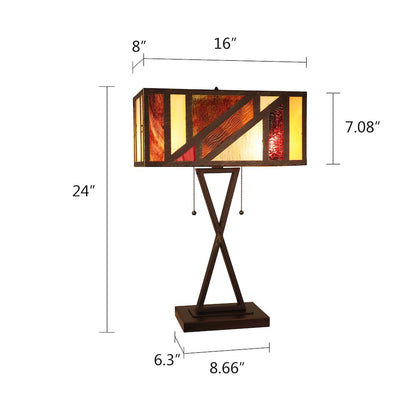 Retro-Style Stained Glass 2-Light Table Lamp 16" Shade