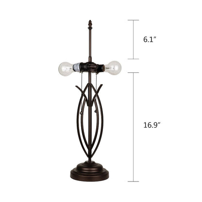 Retro-Style Stained Glass 2-Light Table Lamp 18" Shade