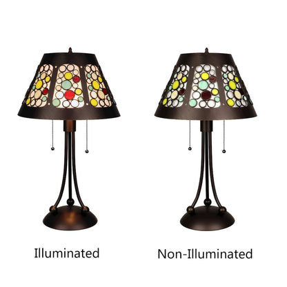 Retro-Style Stained Glass 2-Light Table Lamp 18" Shade