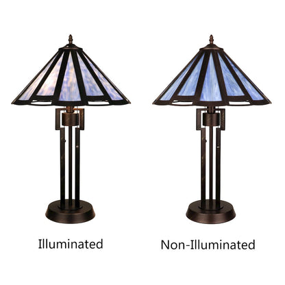 Retro-Style Stained Glass 2-Light Table Lamp 18" Shade