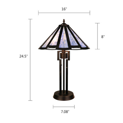Retro-Style Stained Glass 2-Light Table Lamp 18" Shade