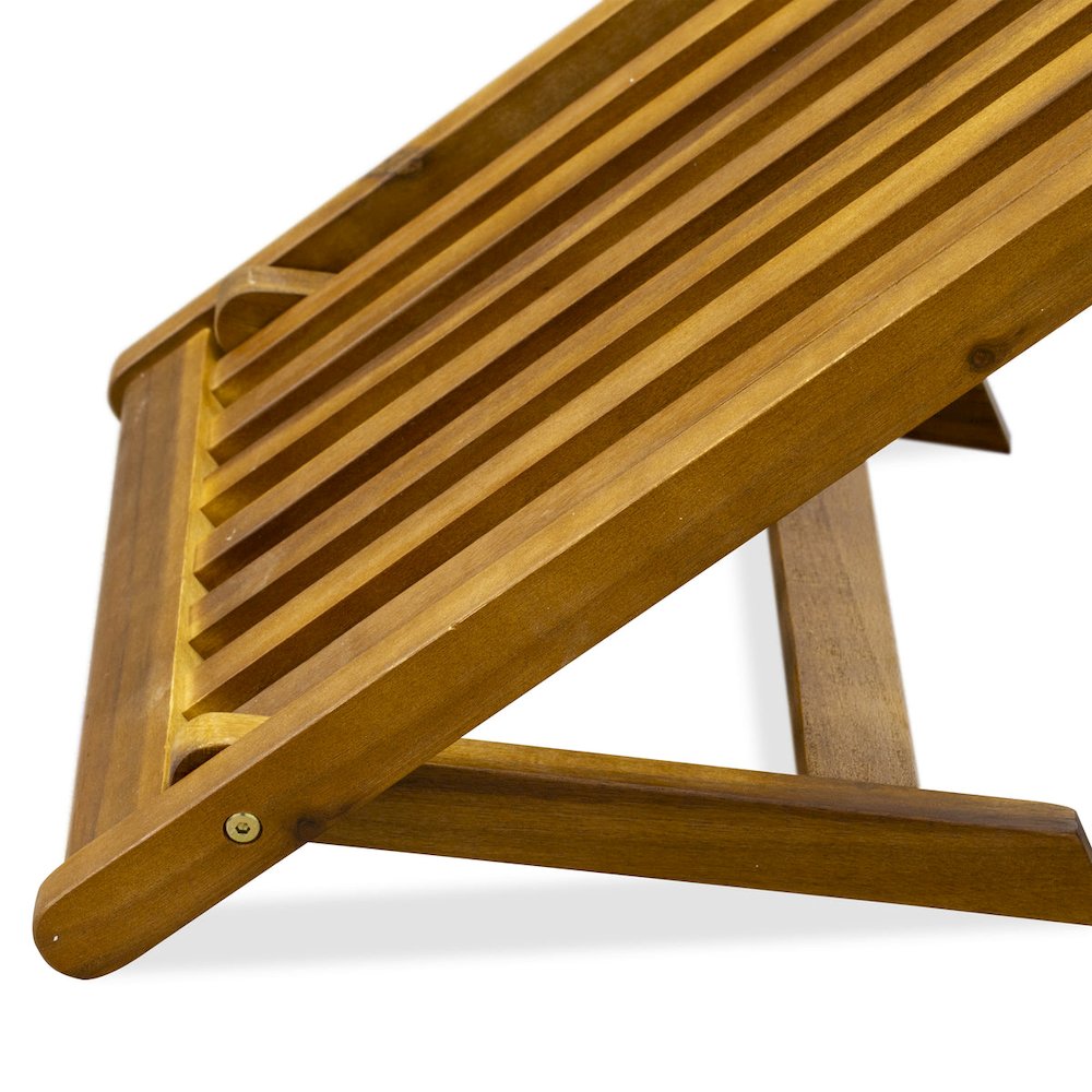 Patio Chair Lounge - Outdoor Acacia Wood Sunlounger Chair for Poolside, Deck, Lawn, 59x21x35 Inch, Natural Oil