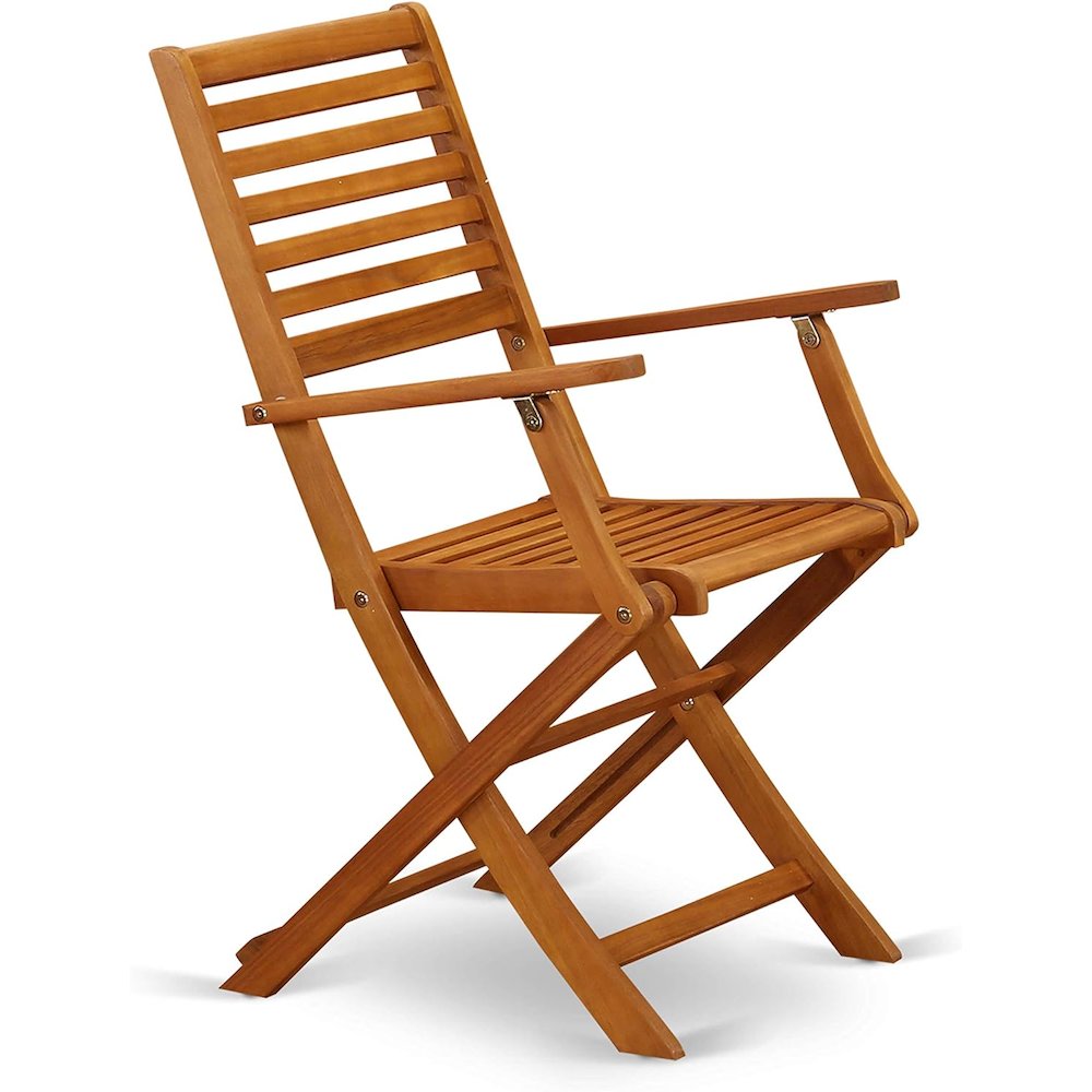 East West Furniture DEBS9CANA 9-Piece Table Set- 8 Patio Dining Chairs Ladder Back and Small Outdoor Table and Rectangle Top with Wooden 4 legs - Natural Oil Finish