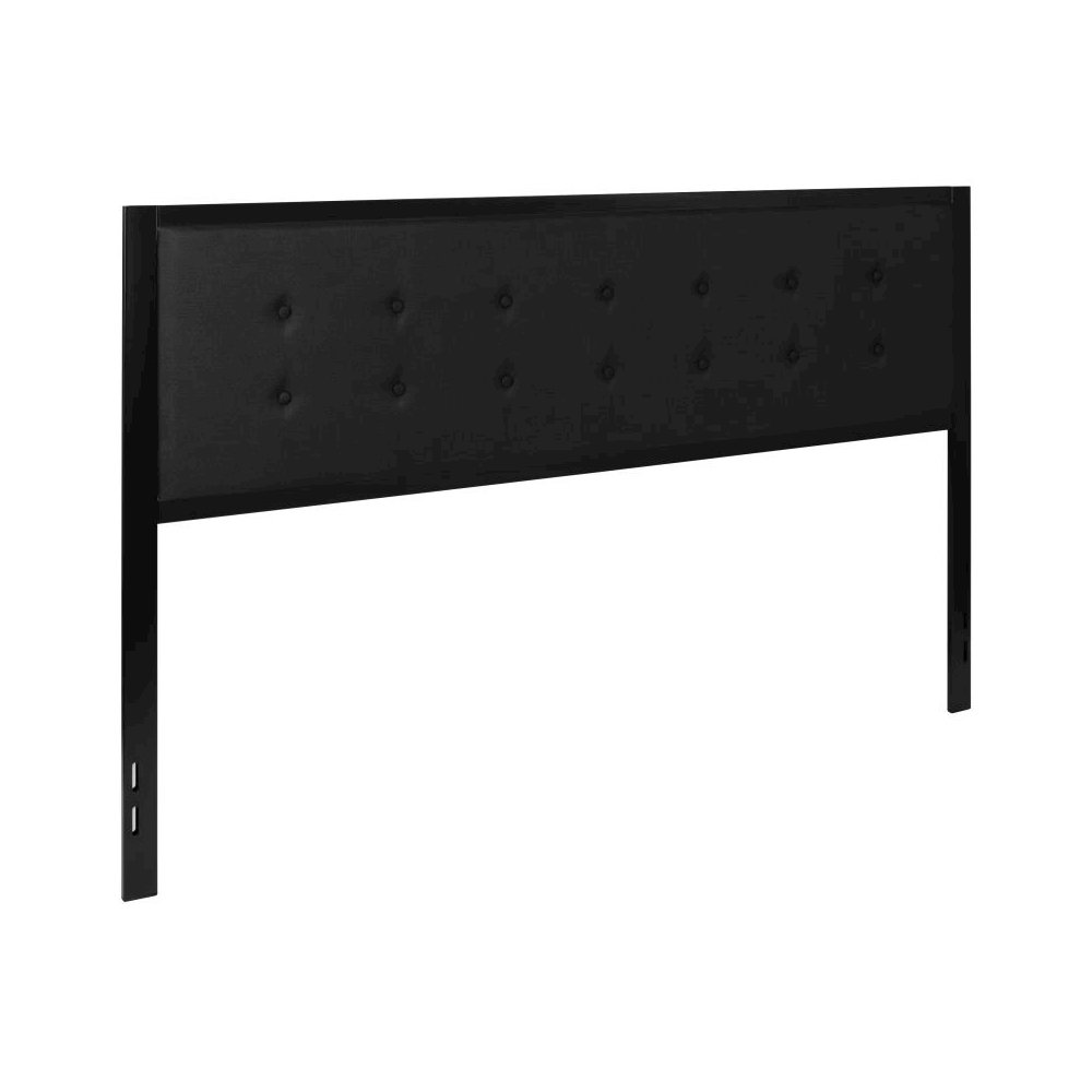 Metal Tufted Upholstered King Size Headboard in Black Fabric