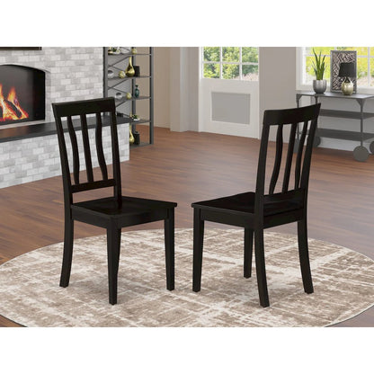 Antique Dining Room Chairs - Slat Back Wooden Seat Chairs, Set of 2