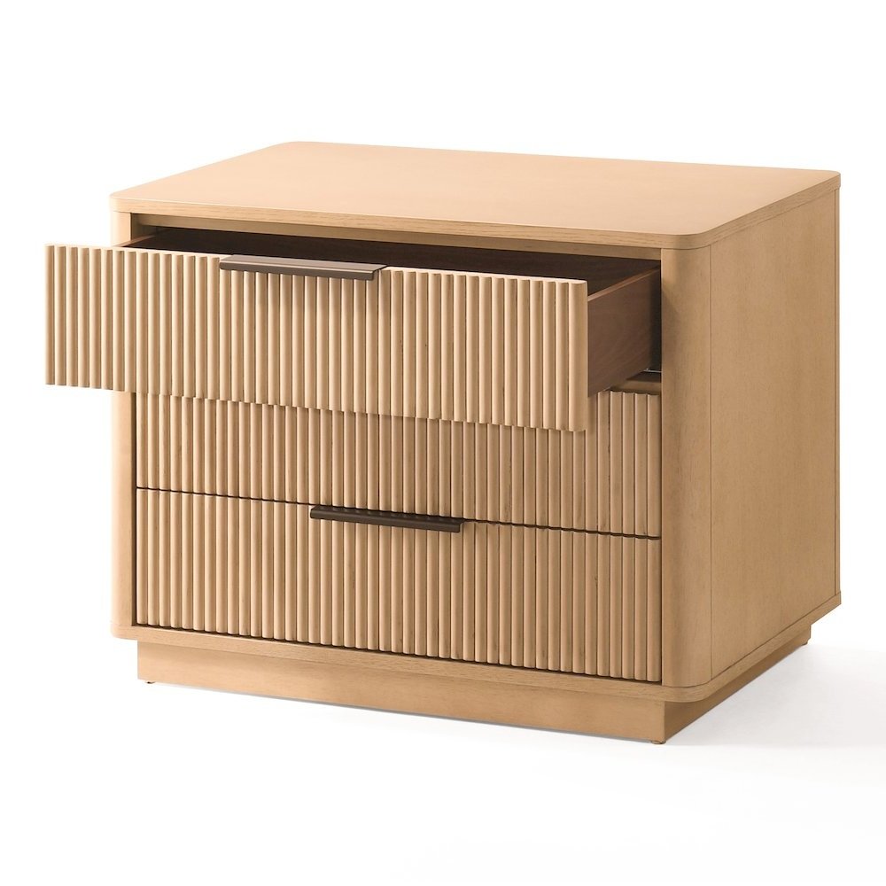Santa Monica - Modern Natural Oak 3 Drawer Nightstand