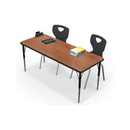 Activity Table - 24"X60" Rectangle - Amber Cherry Top Surface - Black Edgeband