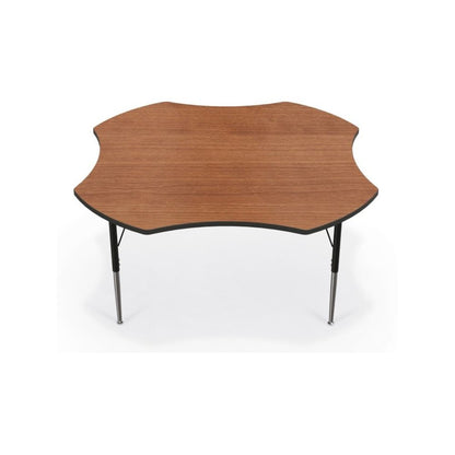 Activity Table - 60" Clover - Amber Cherry Top Surface - Black Edgeband
