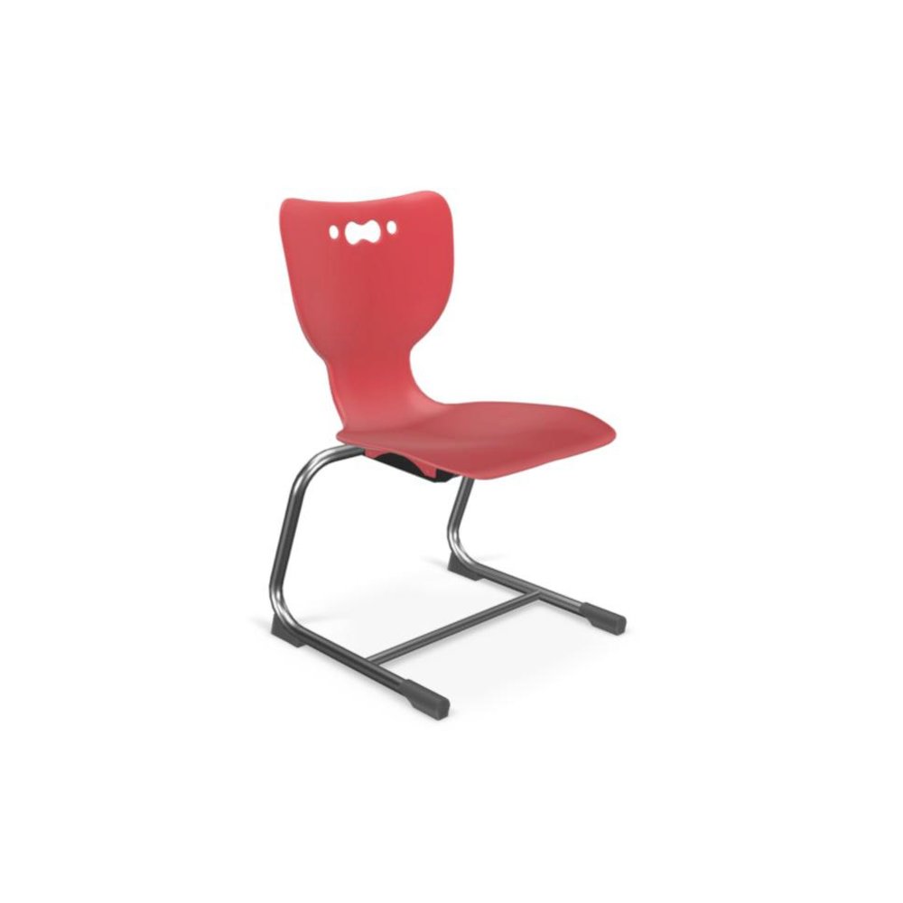 Hierarchy Cantilever School Chair, 16" Height, Chrome Frame, Red Shell