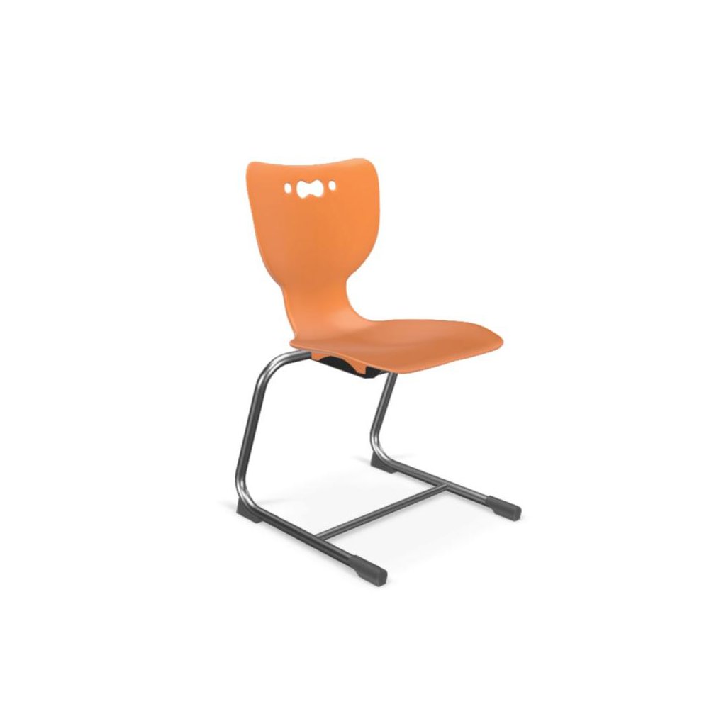 Hierarchy Cantilever School Chair,  18" Height, Chrome Frame, Orange Shell