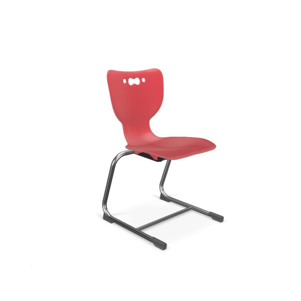 Hierarchy Cantilever School Chair, 18" Height, Chrome Frame, Red Shell