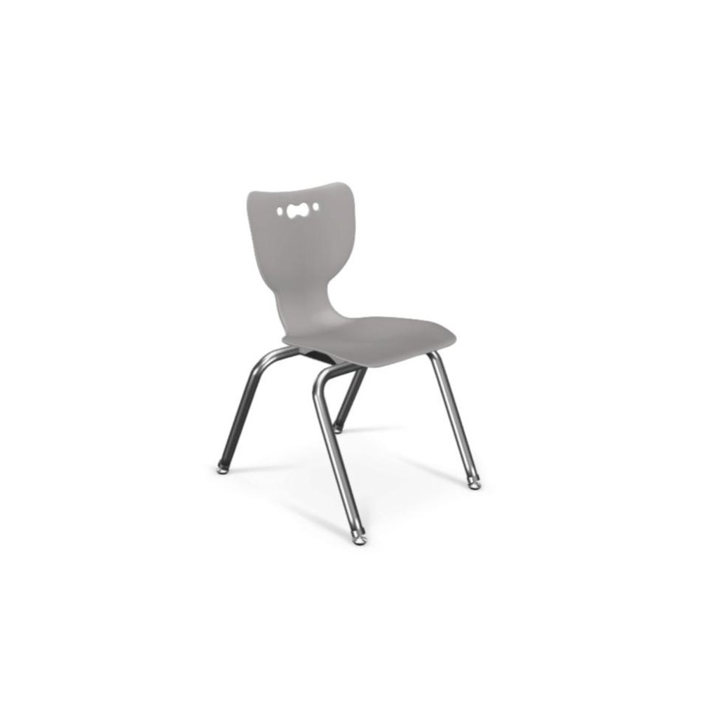Hierarchy School Chair, 4-Leg, 14" Height, Chrome Frame, Grey Shell