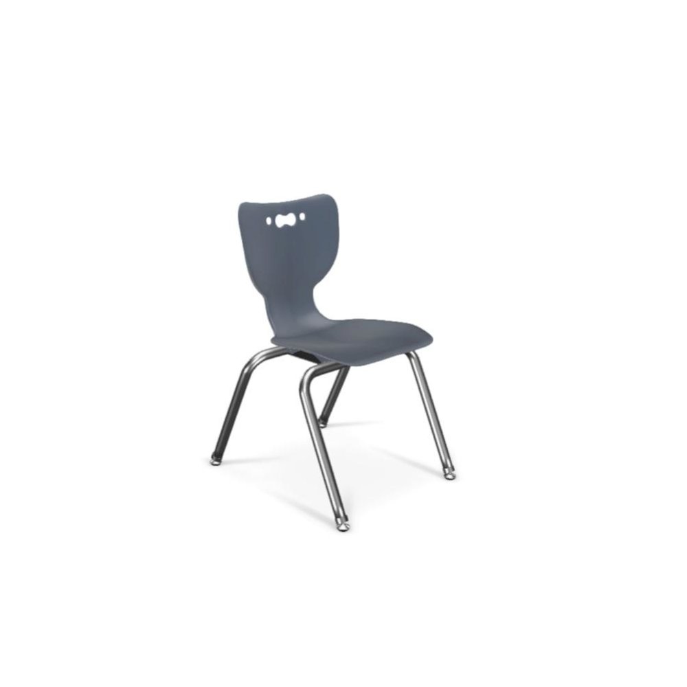 Hierarchy School Chair,  4-Leg, 14" Height, Chrome Frame, Navy Shell