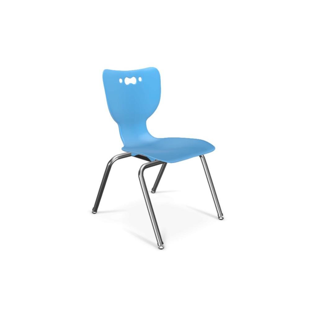 Hierarchy School Chair, 4-Leg, 16" Height, Chrome Frame, Blue Shell