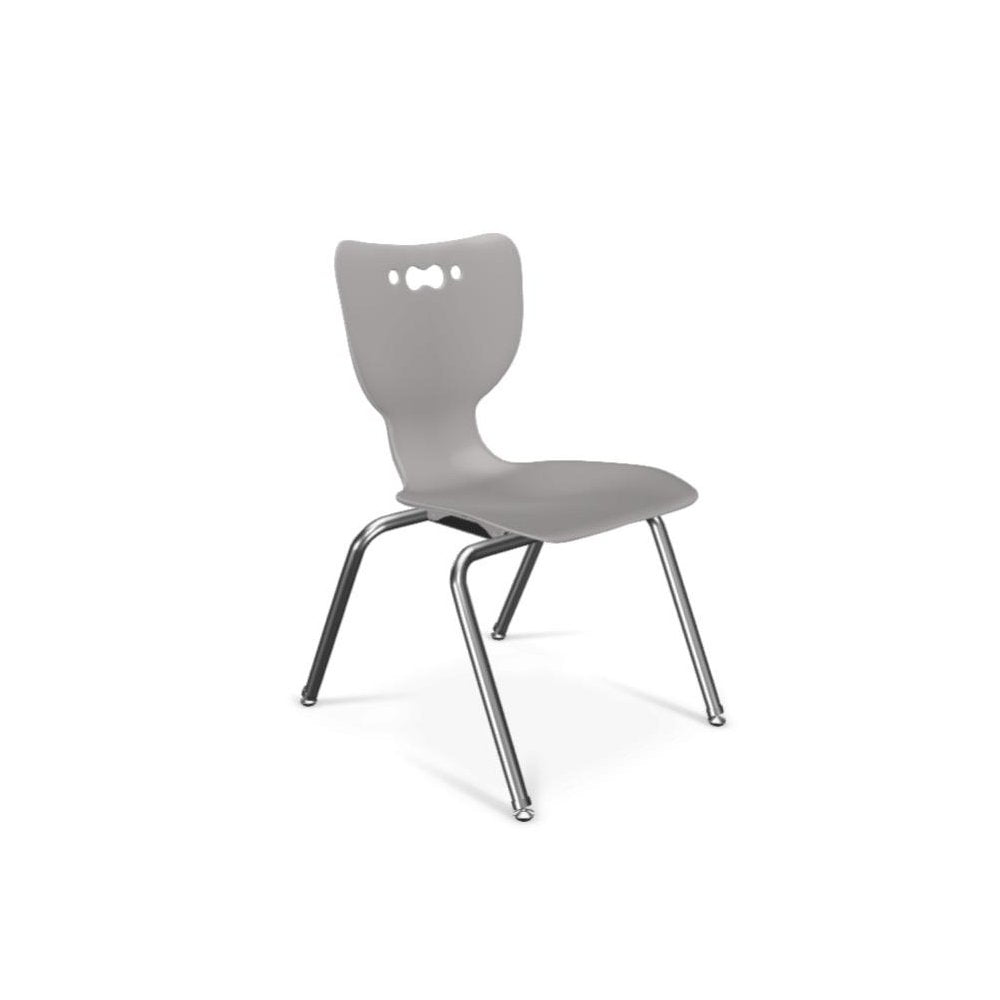 Hierarchy School Chair,  4-Leg, 16" Height, Chrome Frame, Grey Shell