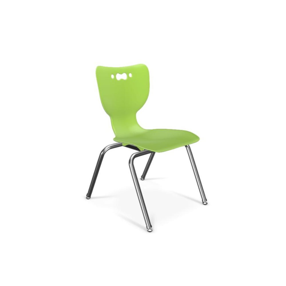 Hierarchy School Chair,  4-Leg, 16" Height, Chrome Frame, Lime Green Shell