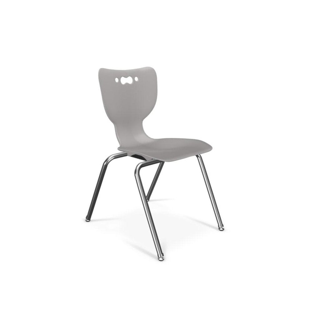 Hierarchy School Chair,  4-Leg, 18" Height, Chrome Frame, Grey Shell