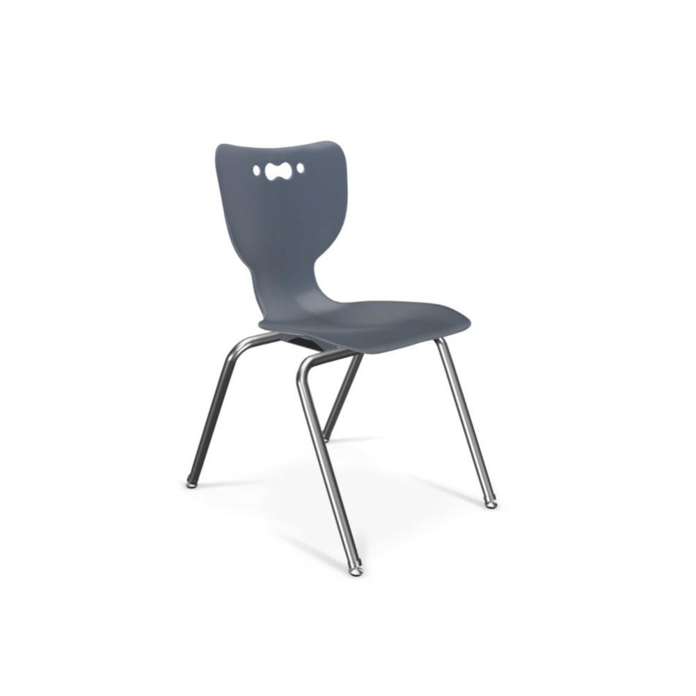 Hierarchy School Chair,  4-Leg, 18" Height, Chrome Frame, Navy Shell