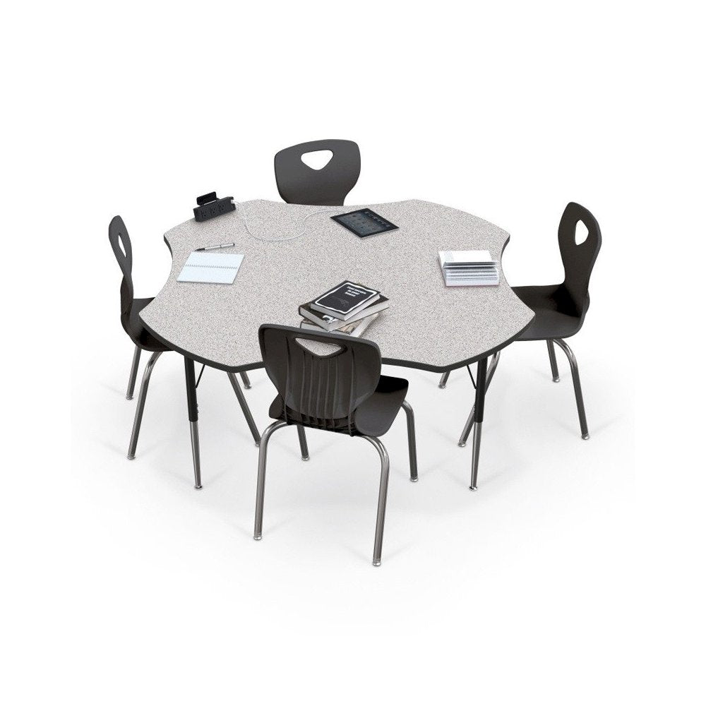 Activity Table - 48" Clover - Gray Nebula Top Surface - Black Edgeband