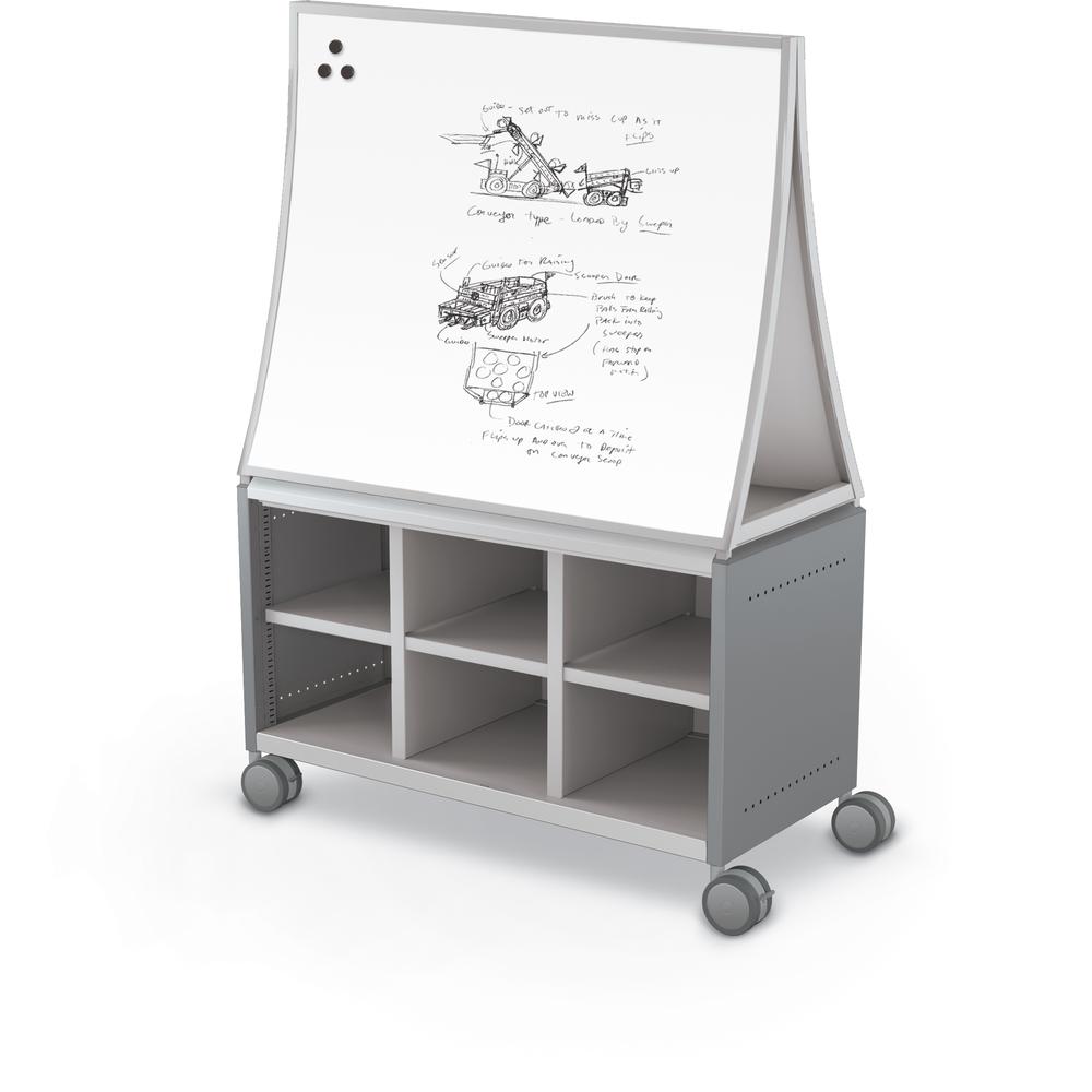 Compass Cabinet - Maxi H1 -Cubbies / Casters / Ogee Board - Cool Grey