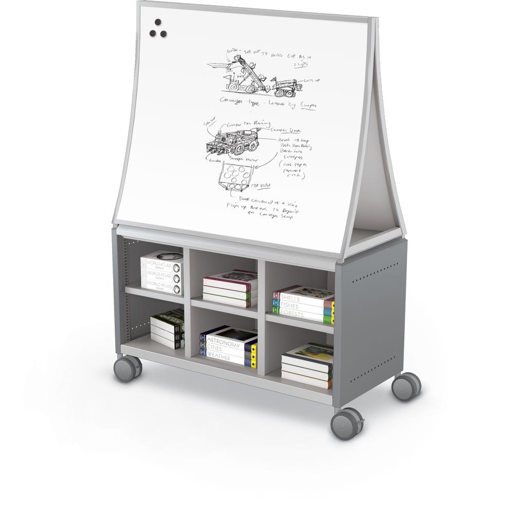 Compass Cabinet - Maxi H1 -Cubbies / Casters / Ogee Board - Cool Grey