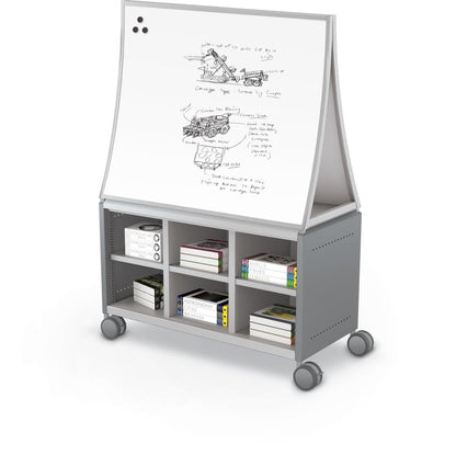 Compass Cabinet - Maxi H1 -Cubbies / Casters / Ogee Board - Cool Grey