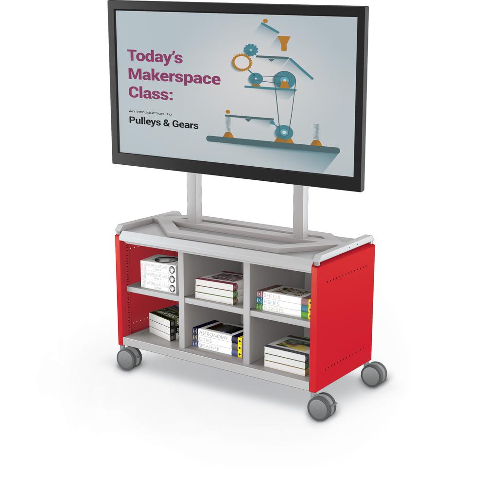 Compass Cabinet - Maxi H1 -Cubbies / Casters / TV Mount- Red