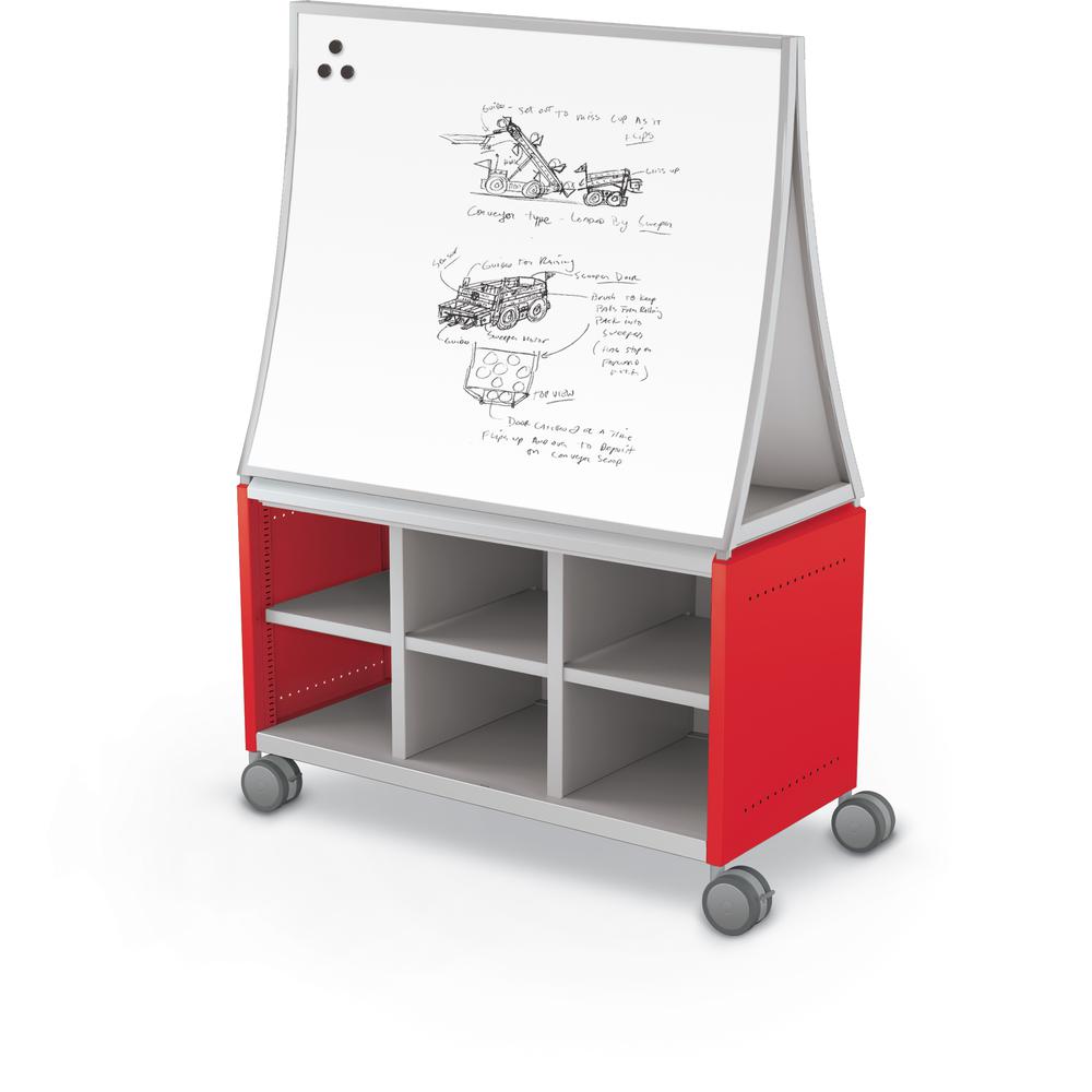 Compass Cabinet - Maxi H1 -Cubbies / Casters / Ogee Board - Red