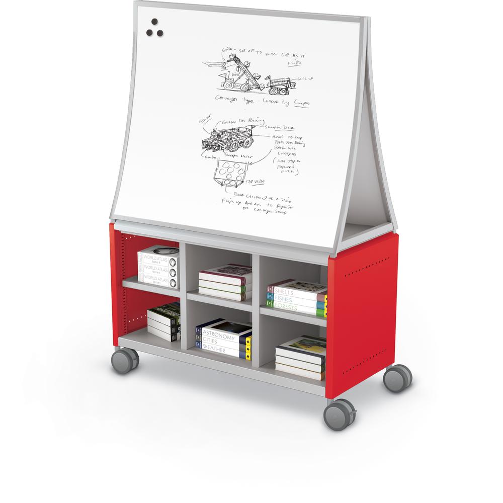 Compass Cabinet - Maxi H1 -Cubbies / Casters / Ogee Board - Red