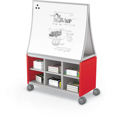 Compass Cabinet - Maxi H1 -Cubbies / Casters / Ogee Board - Red