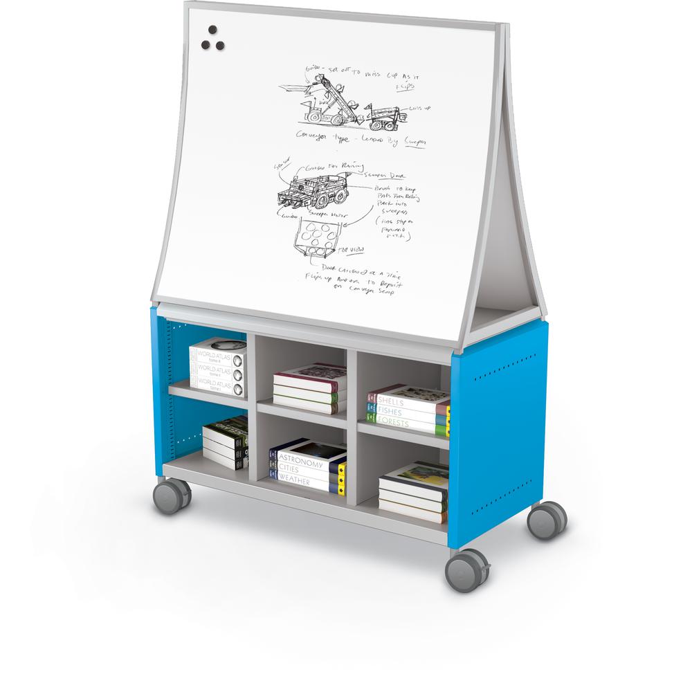 Compass Cabinet - Maxi H1 -Cubbies / Casters / Ogee Board - Blue