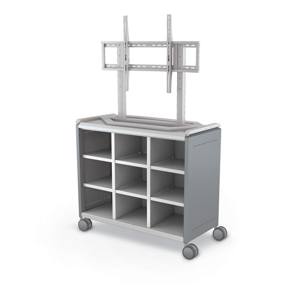 Compass Cabinet - Maxi H2 -Cubbies / Casters / TV Mount- Cool Grey