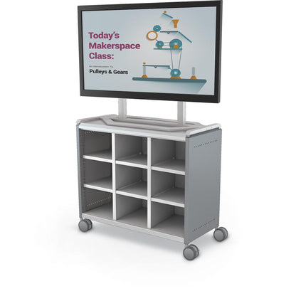 Compass Cabinet - Maxi H2 -Cubbies / Casters / TV Mount- Cool Grey
